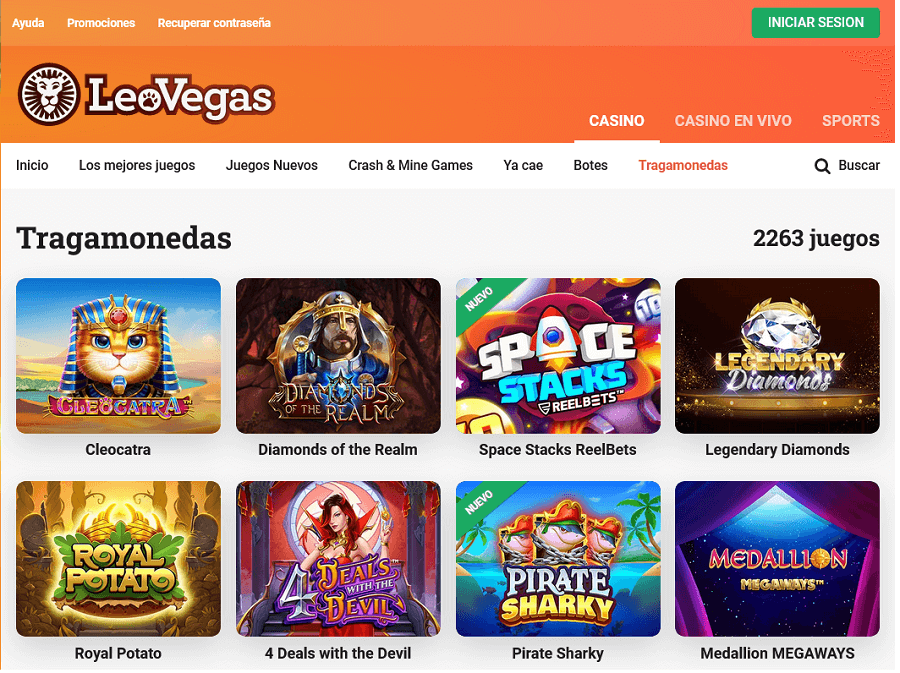 esta es la seccion de juegos de leovegas