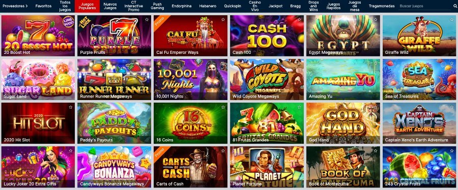 selección de juegos rojabet casino chile